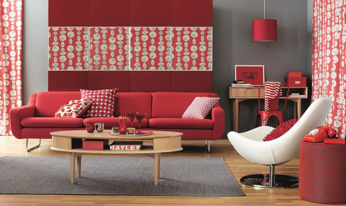 Excellent Living Room Red Color