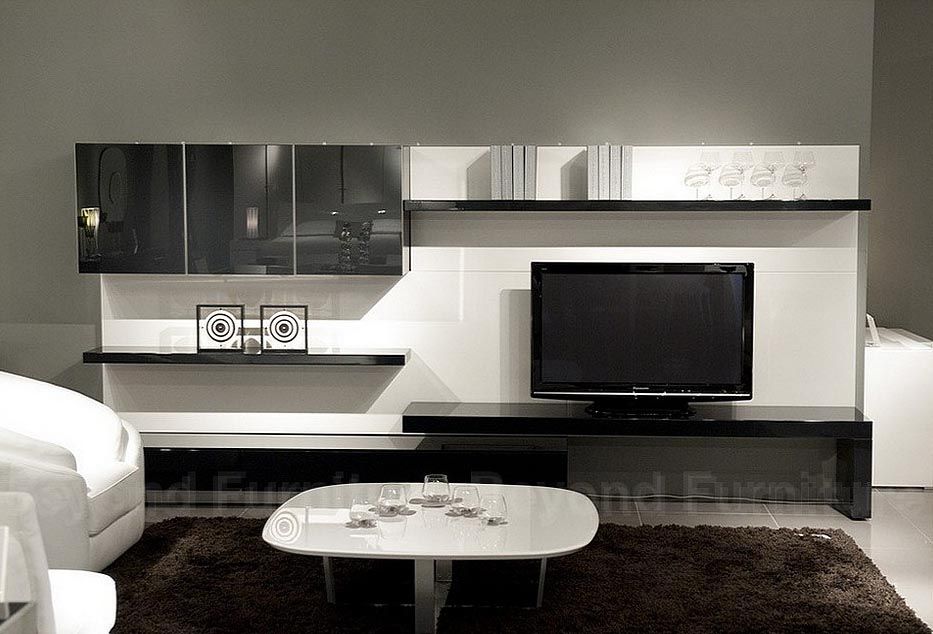 Fabulous White Living Room With Cool Lcd Tv Cabinet