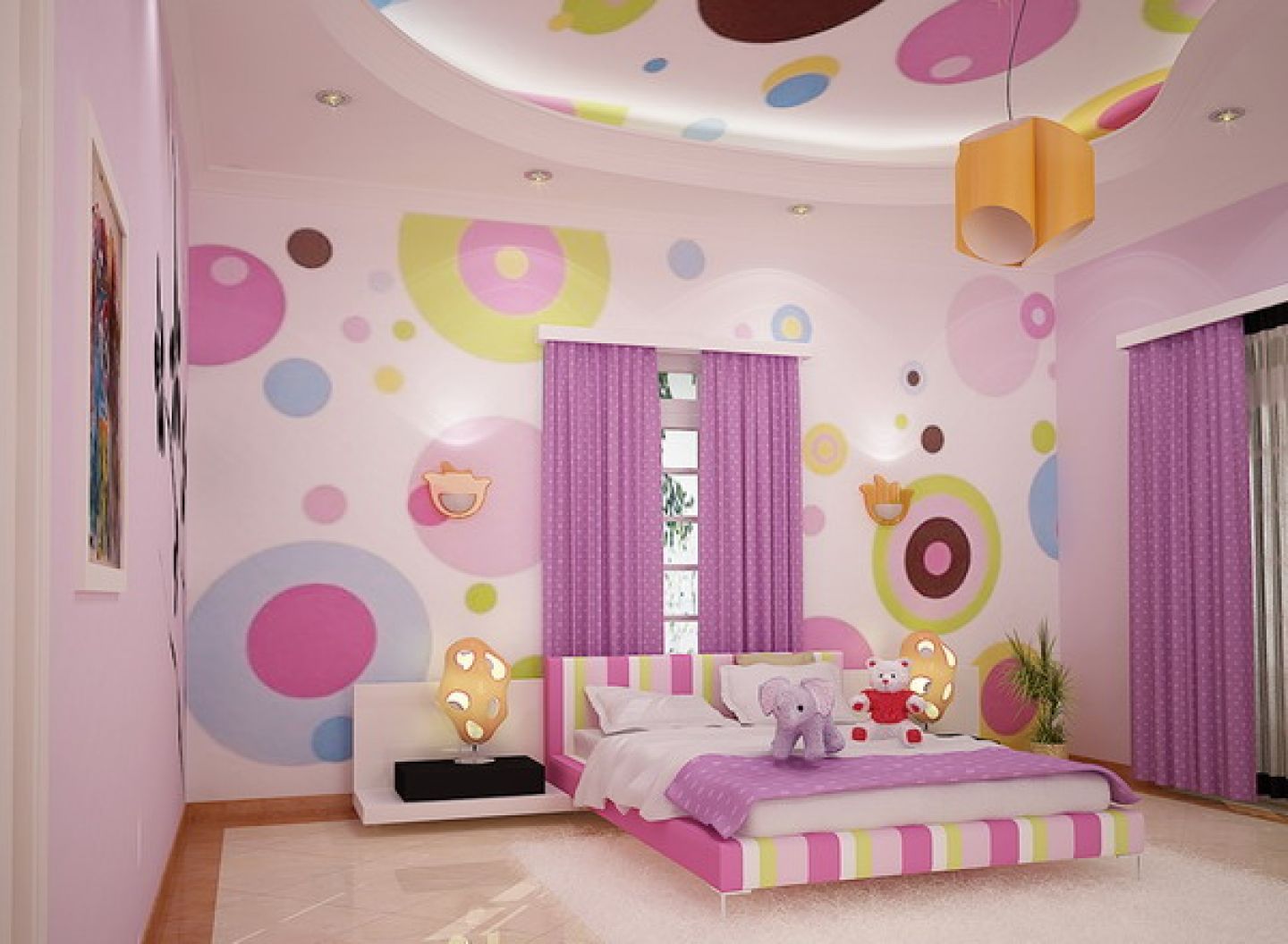 Polka Dots Wallpaper Bedroom Design