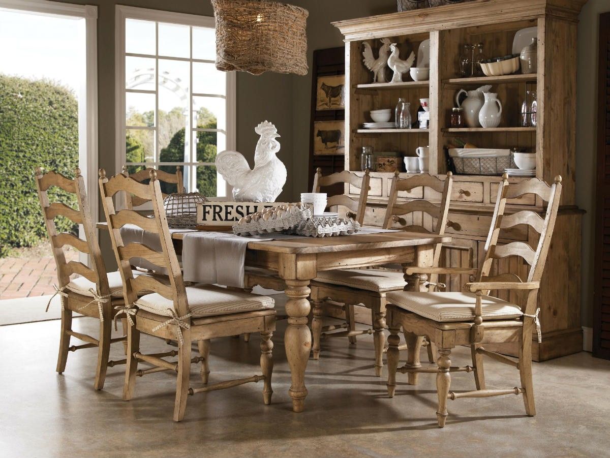 Unique Wooden Farmhouse Dining Table Set With Wooden Chairs