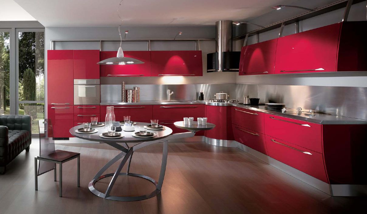expensive red kitchen design