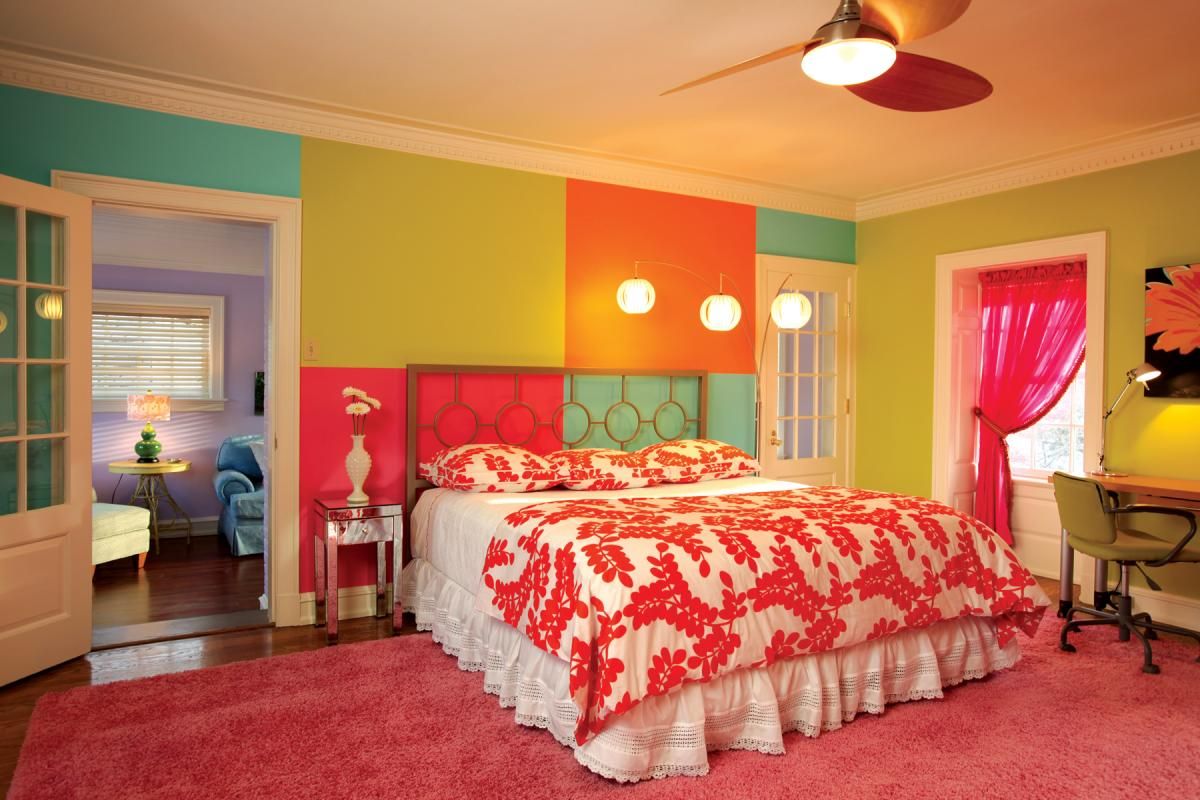 Beautiful Bed Room Energetic Orange Home Decor