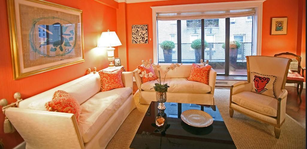 Bright Living Room Energetic Orange Home Decor