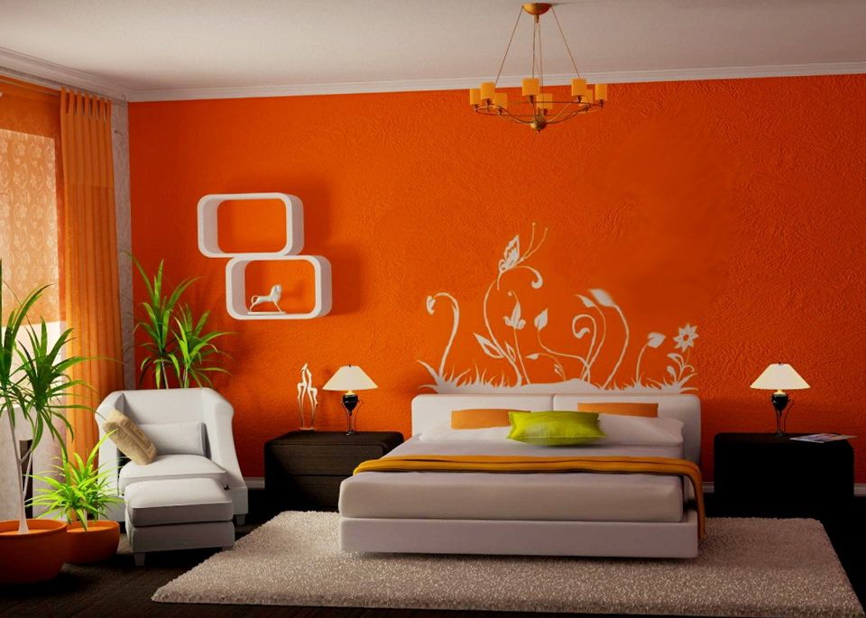 Elegant Bedroom Energetic Orange Home Decor