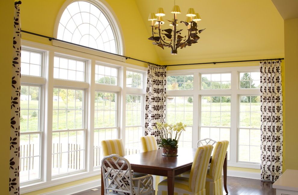 Floral Dining Room Curtains For Triple Windows