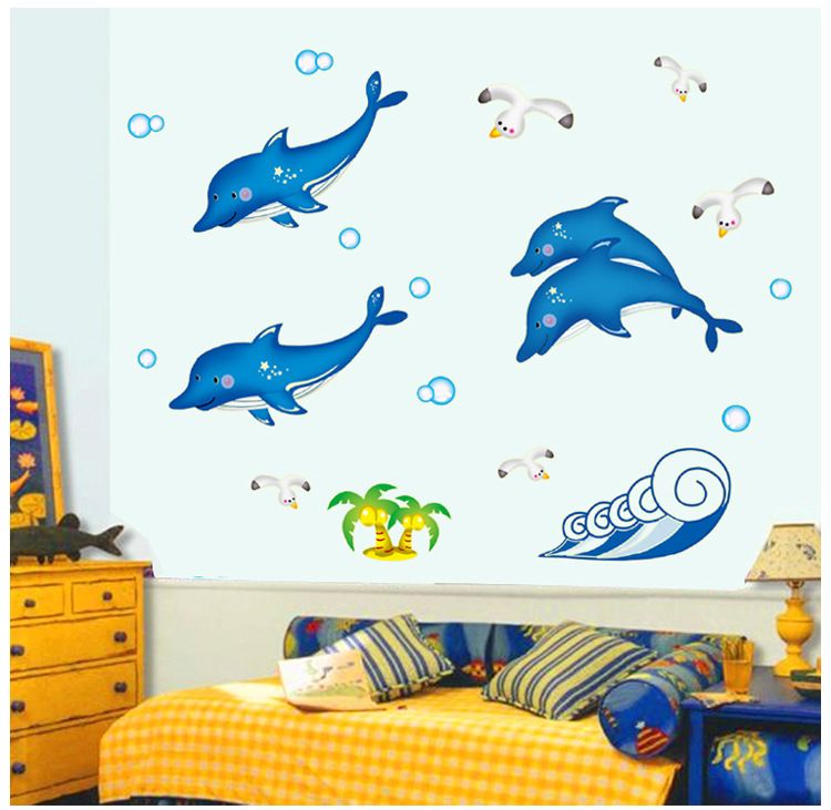 Kids Bedroom Interior Dolphin Stiker With Ocean Designs