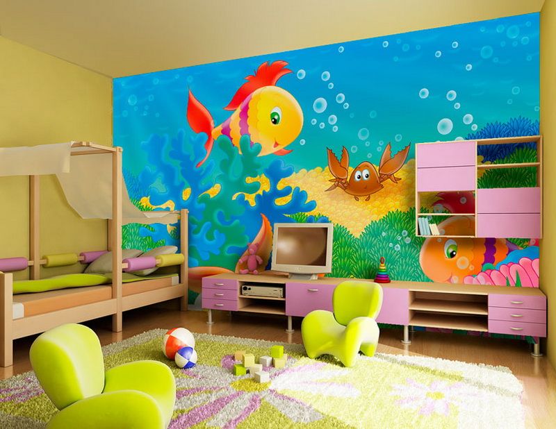 Kids Bedroom Interior With Ocean Designs