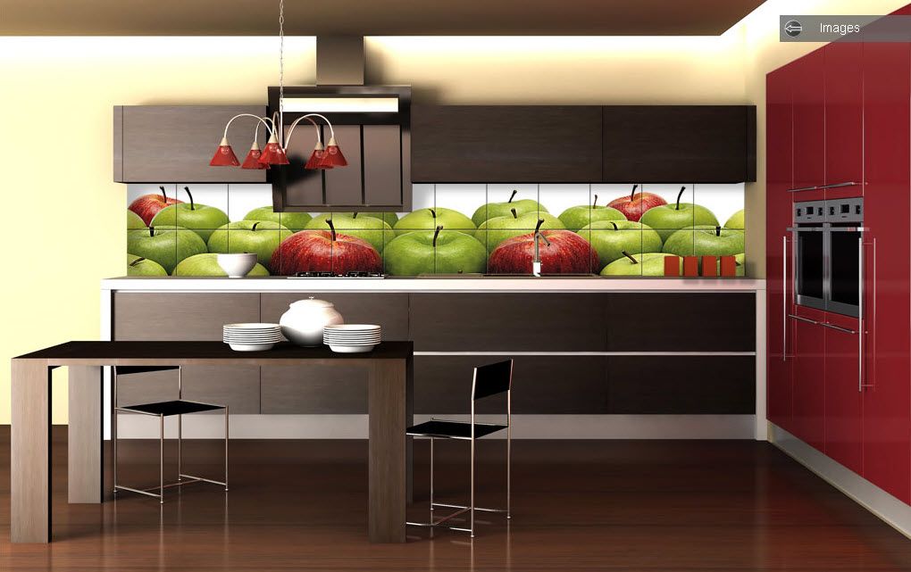 Kitchen Tiles Apple Theme Design