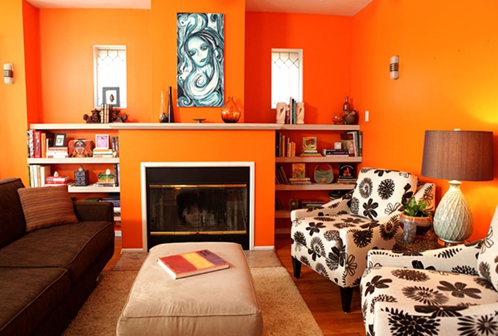Living Area Energetic Orange Home Decor
