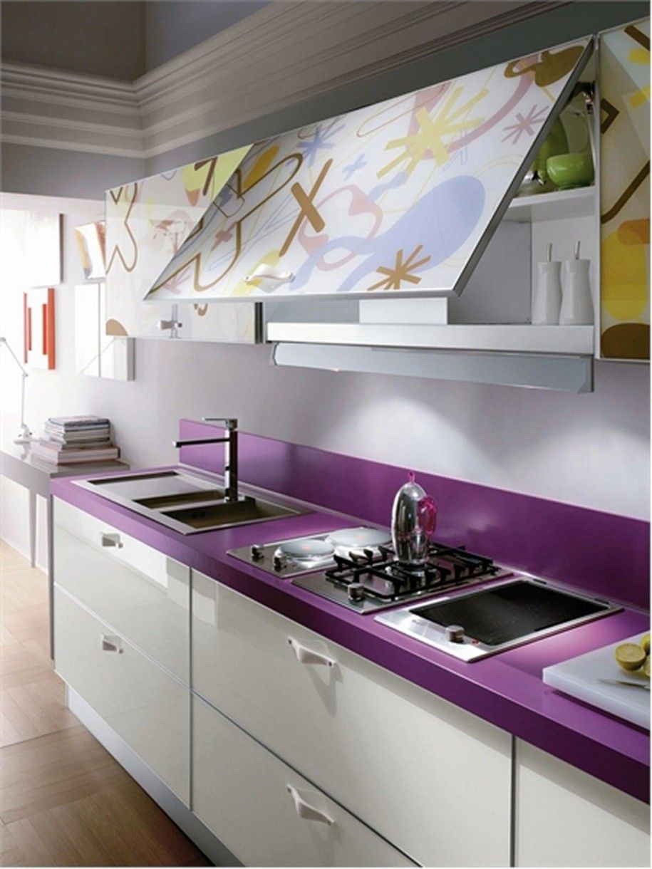 Purple Painting Kitchen Countertops Ideas