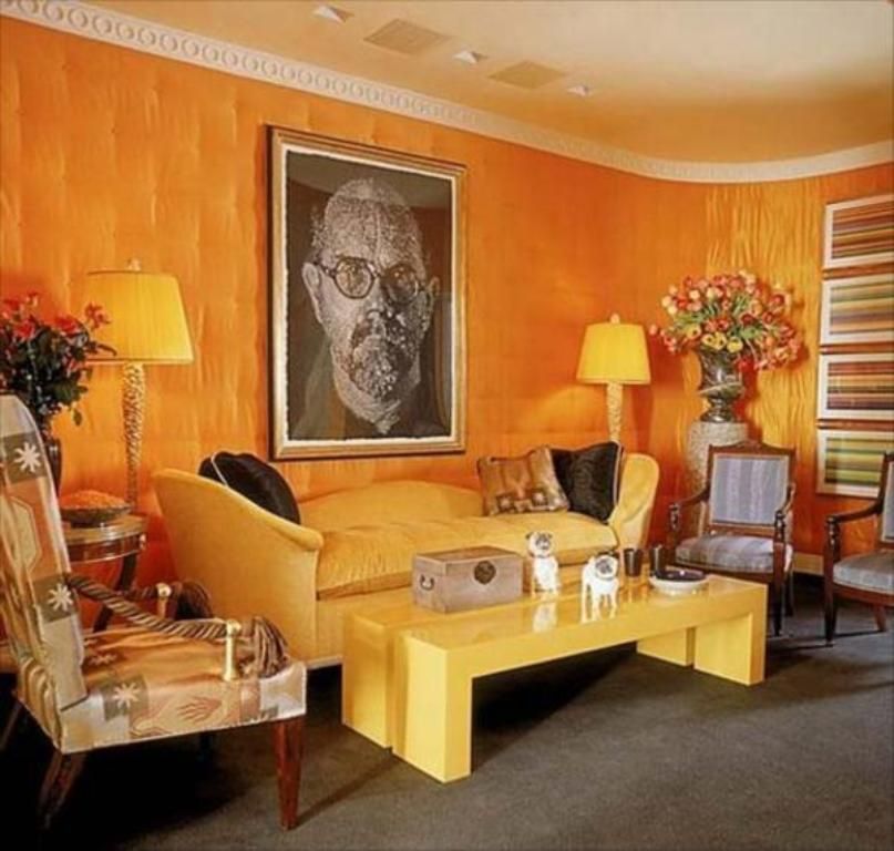 Quirky Living Area Energetic Orange Home Decor