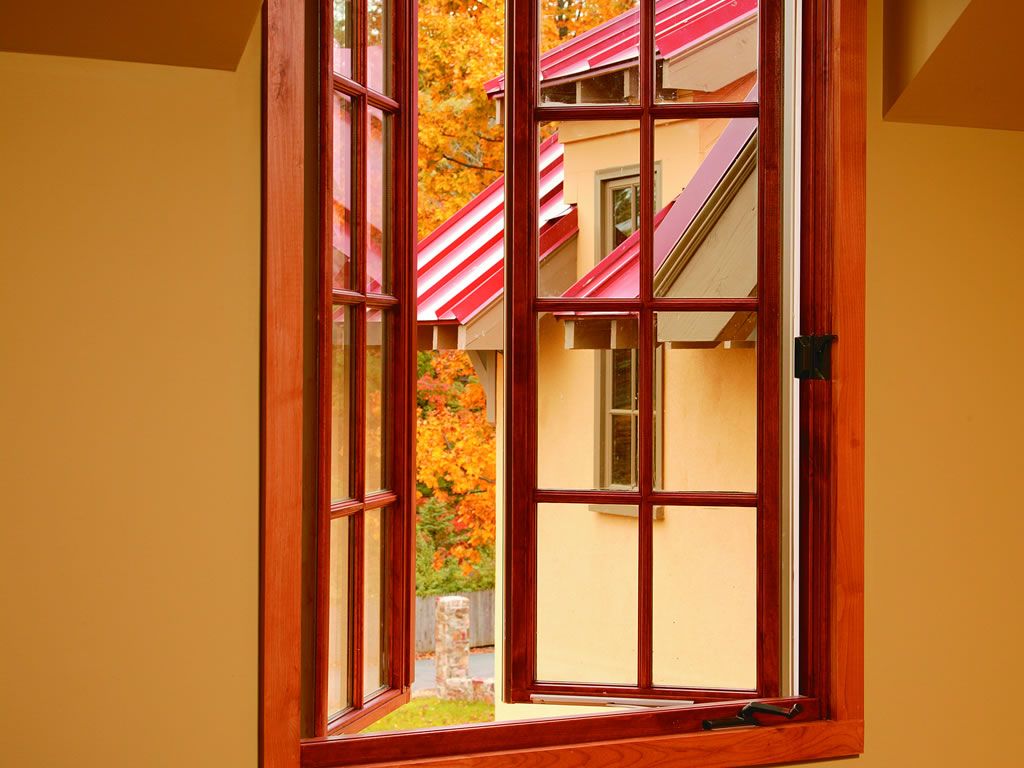 Red Wooden French Casement Windows