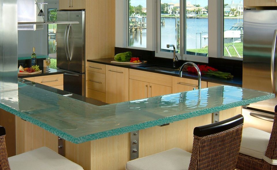 Wooden and Glass Painting Kitchen Countertops Ideas