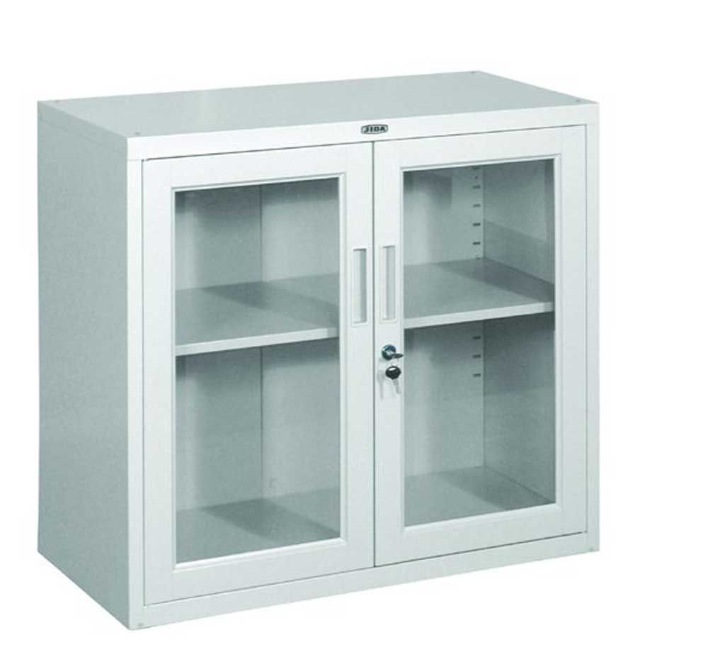 Simple White Minimalist Glass Cabinets
