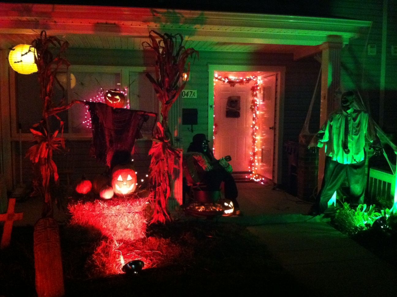 Terrace Halloween Decor With Jack o Lantern Details And Spooky Lighting Ideas Also Graveyard Background