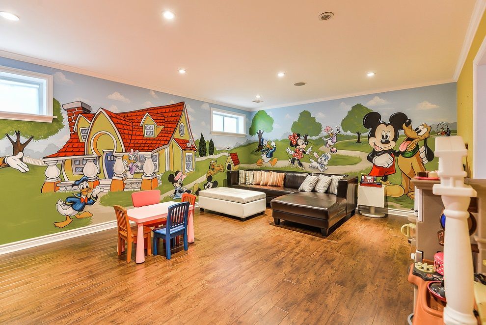 Living Room with Mickey Mouse Decorative Wall Theme