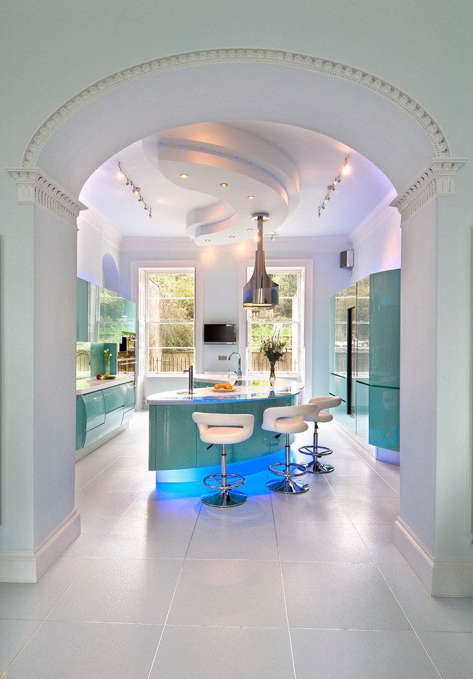 Beauty Futuristic Kitchen Interior in Modern Style