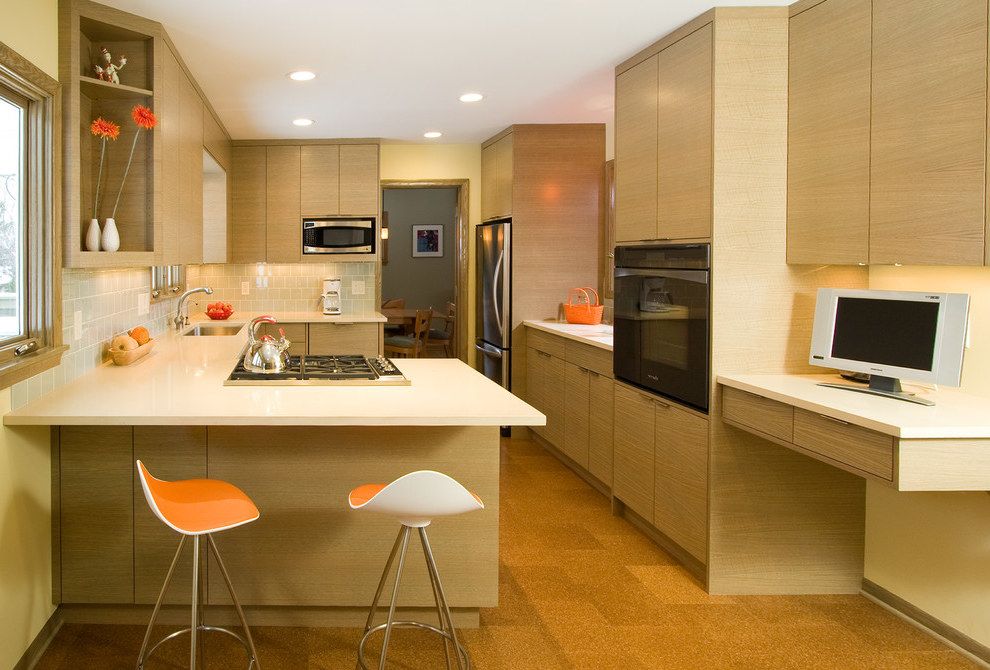 Futuristic Apartment Kitchen with Undermount Sink