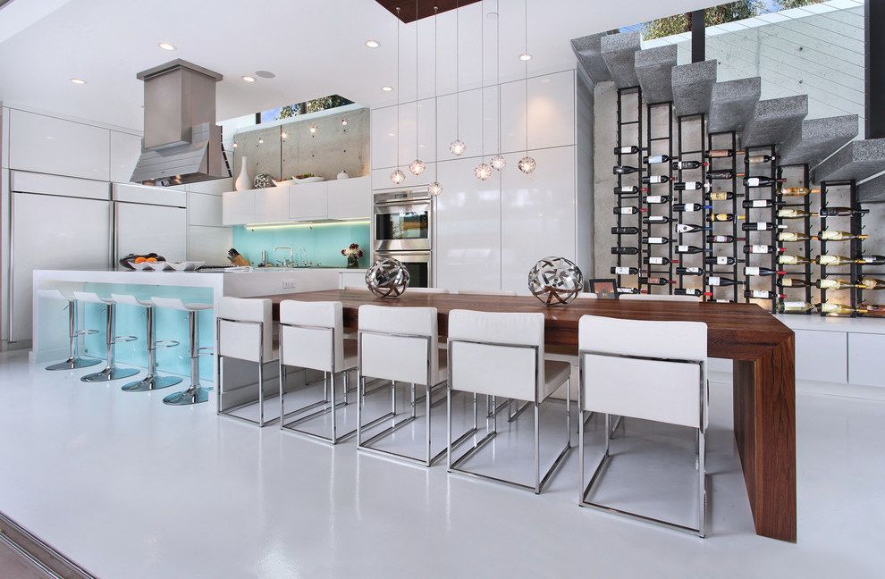Futuristic Dining Room Combined with Futuristic Kitchen
