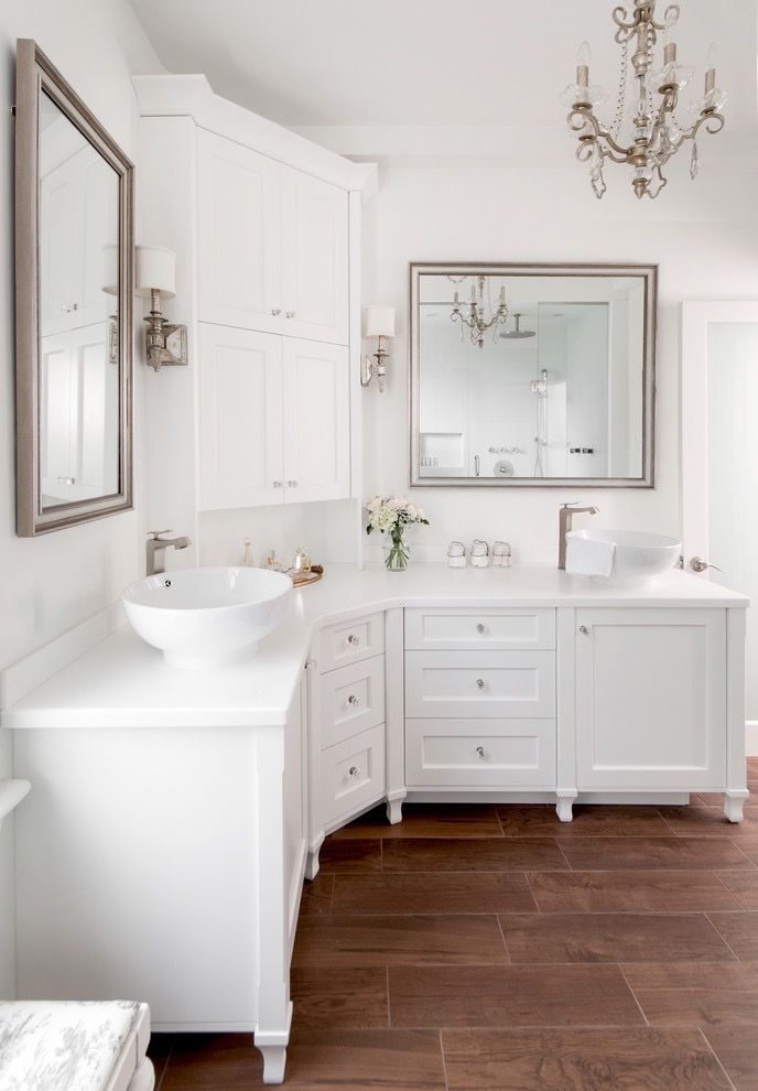 Classic Corner Bathroom Sink in White Color
