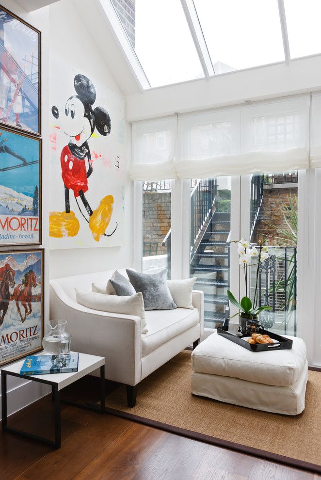 Small Contemporary Living Room with Mickey Mouse Interior