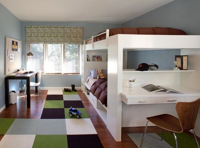 Contemporary Childrens Bedroom With Colorful Carpet Flooring (Photo 390 of 7825)