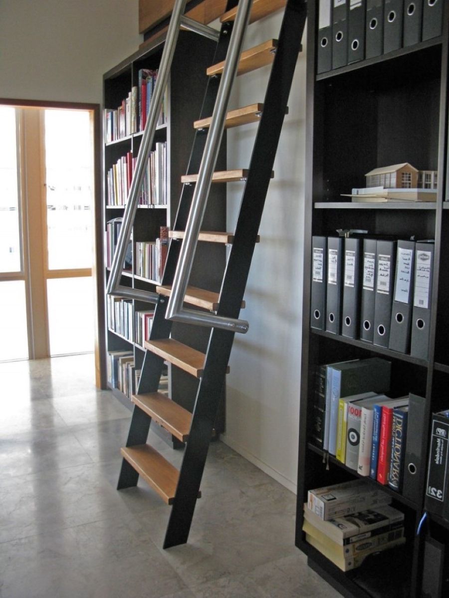 Natty Wooden Ladder Bookshelves Decorating Idea Plus Brown Stoned Floor Tile Also White Wall Paint Color Background (Photo 2403 of 7825)