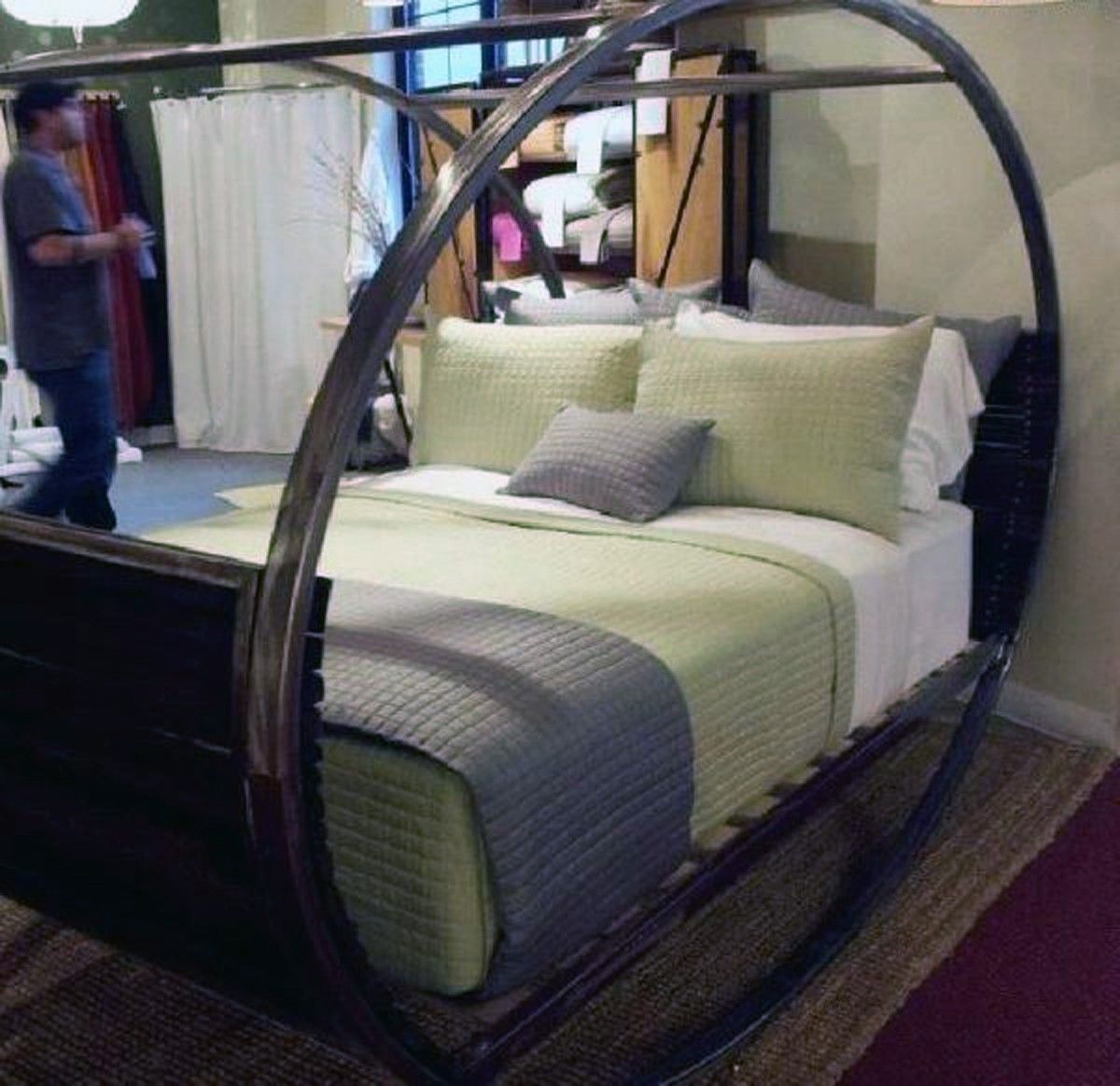 Nice Bedding Sets On Rustic Black Rocking Bed Mixed With White Curtain Door And Mirrored Wardrobe (Photo 2458 of 7825)