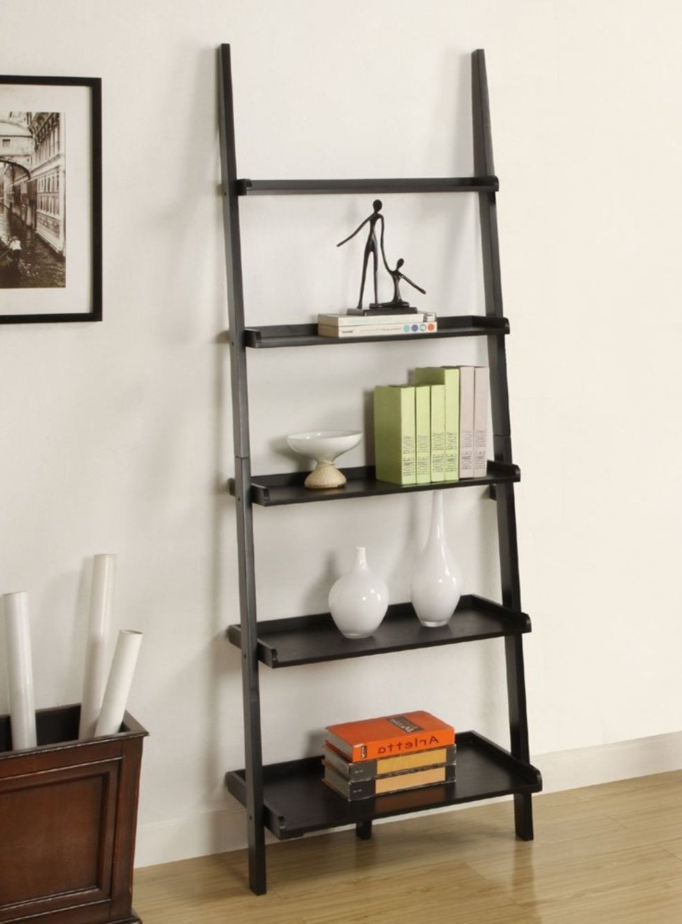 Quirky Decorative Item Idea And Creative Black Ladder Shelf Design Plus White Vase Displays (Photo 2114 of 7825)