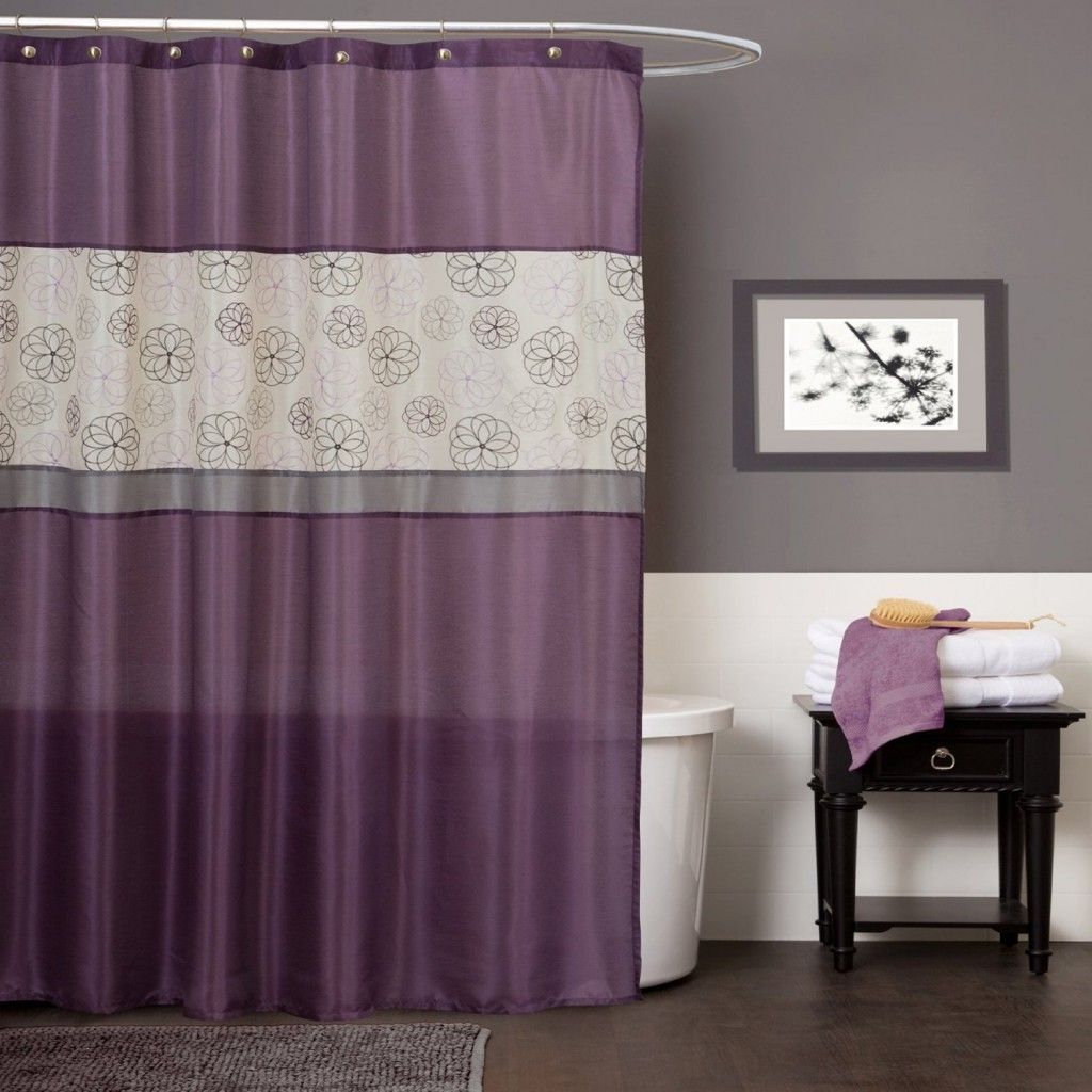 Vintage Black End Table Under Framed Painting Mixed With Classy Contemporary Bathroom Curtain (Photo 3141 of 7825)