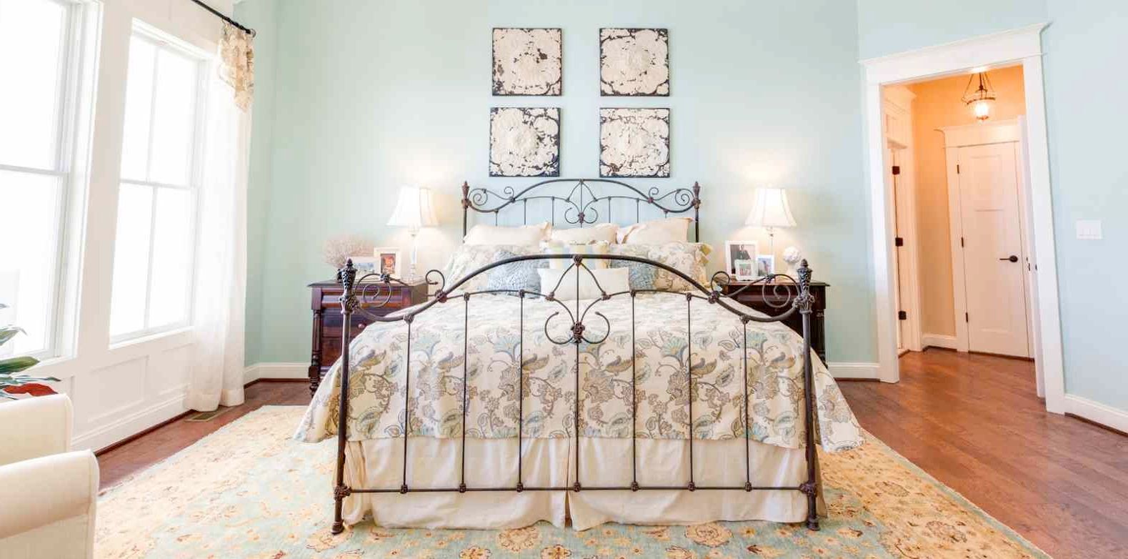 Wrought Iron Panel Bed Design Also Exquisite Teenage Girl Bedroom With Blue Painted Wall Idea And Embroidered Area Rug (Photo 2651 of 7825)