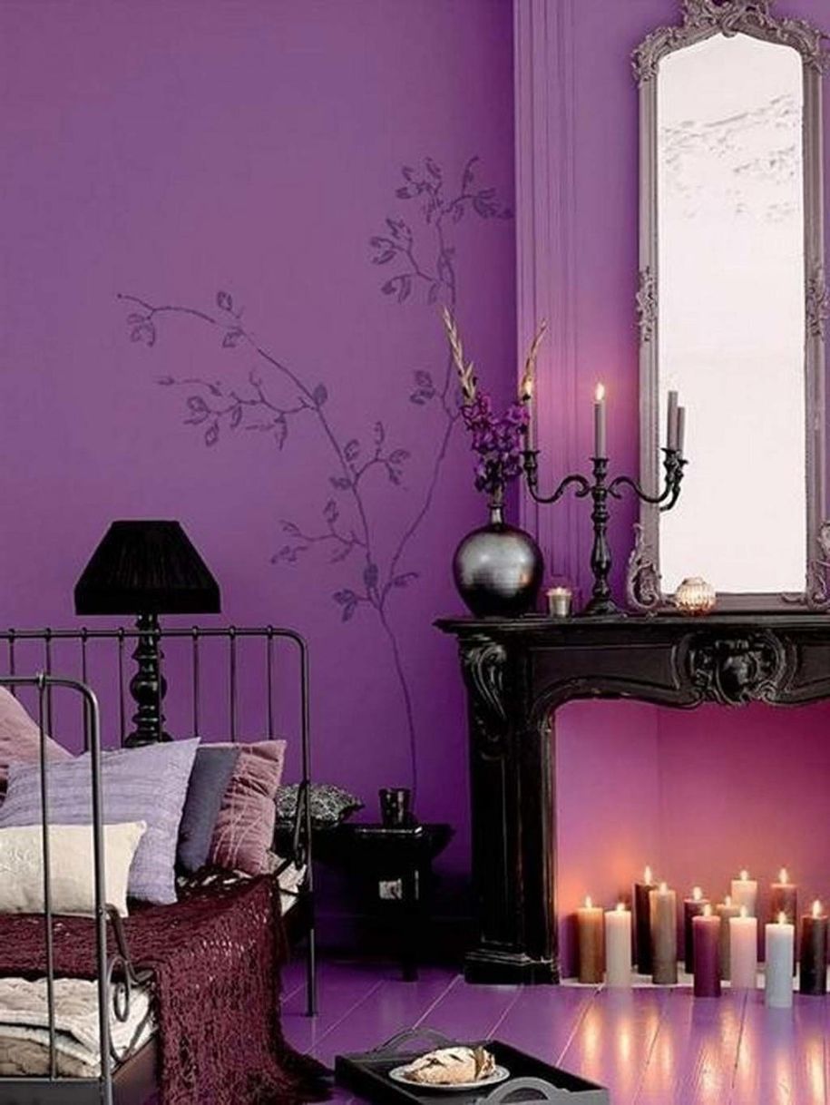 Wrought Iron Panel Bed Design Also Narrow Decorative Mirror Idea Feat Beautiful Purple Room Decor (Photo 2652 of 7825)