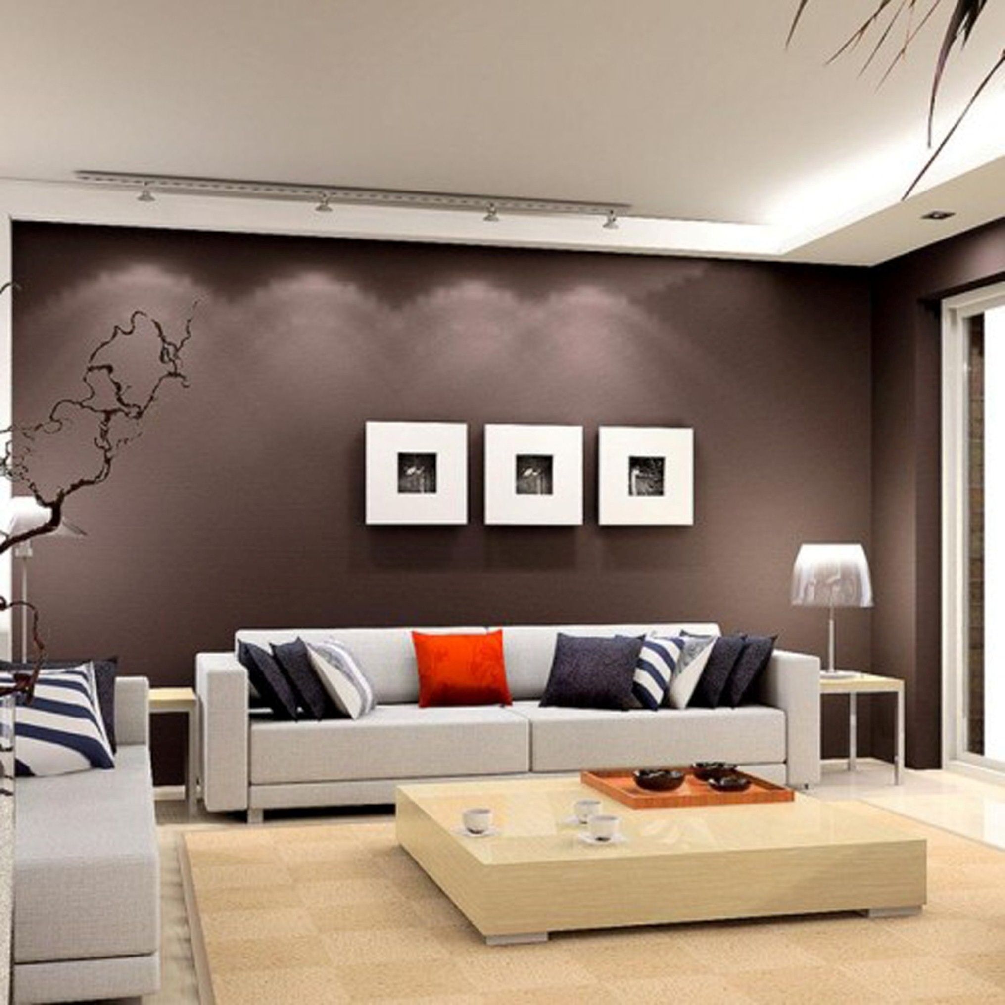 Modern Living Room Design Interior Ideas With Ravishing Modern White Sofa And Amazing Brown Wall Light Decor (Photo 28 of 30)