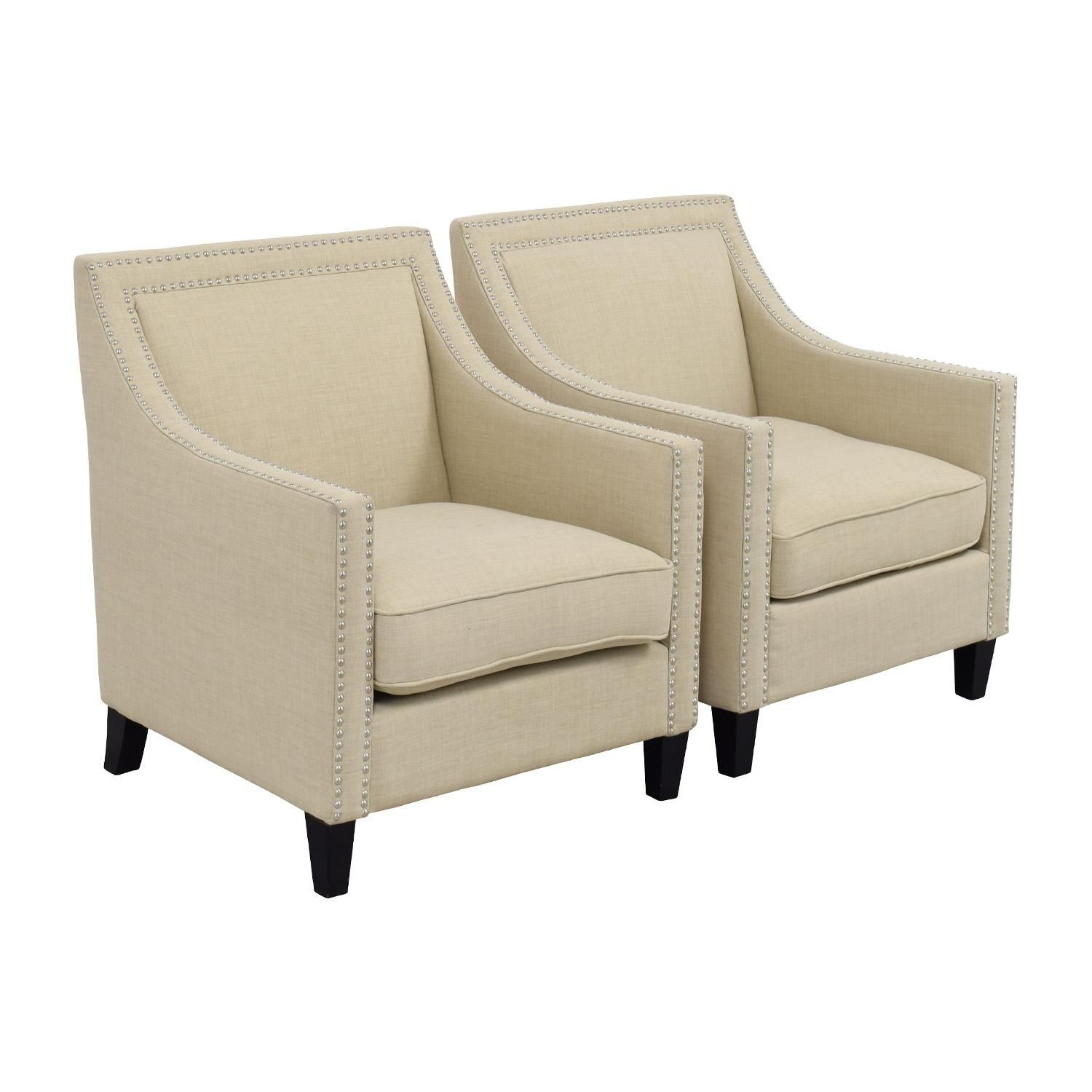 67% Off – Studded Beige Sofa Arm Chairs / Chairs Pertaining To Sofa Arm Chairs (View 19 of 20)