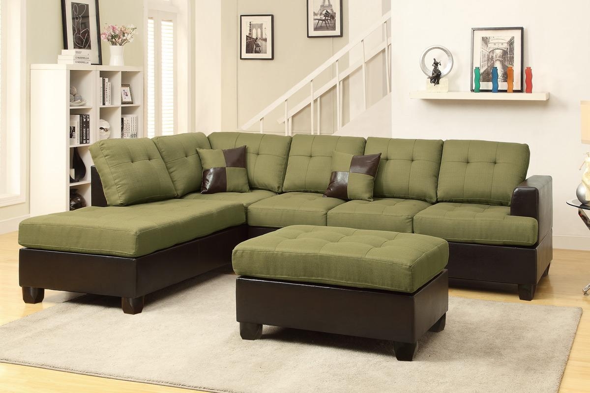 Abby Green Sectional Sofa W/ Ottoman Inside Green Sectional Sofa (Photo 1 of 15)