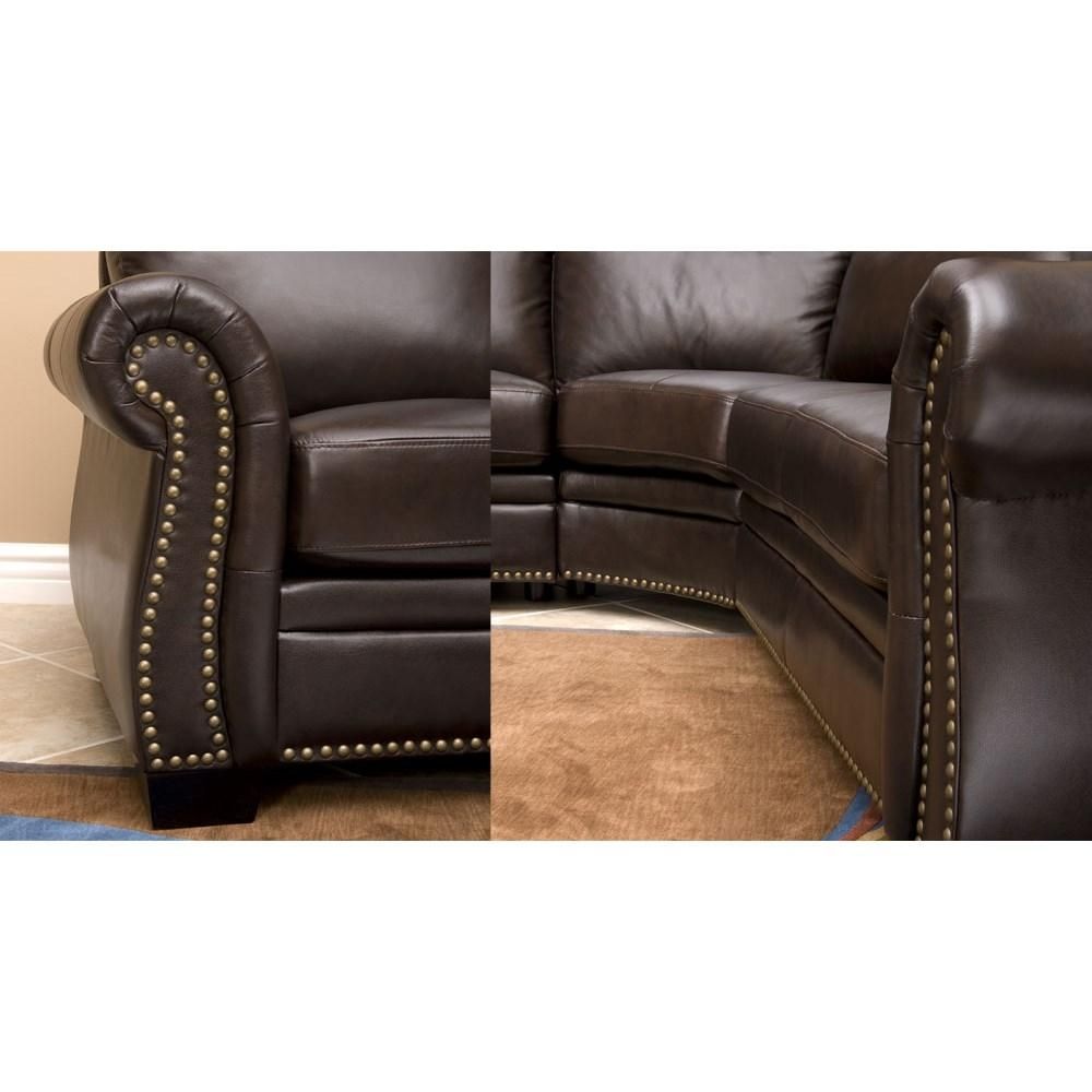 Abbyson Living Ci N410 Brn Oxford Italian Leather Sectional Sofa Regarding Abbyson Sectional Sofa (View 13 of 15)