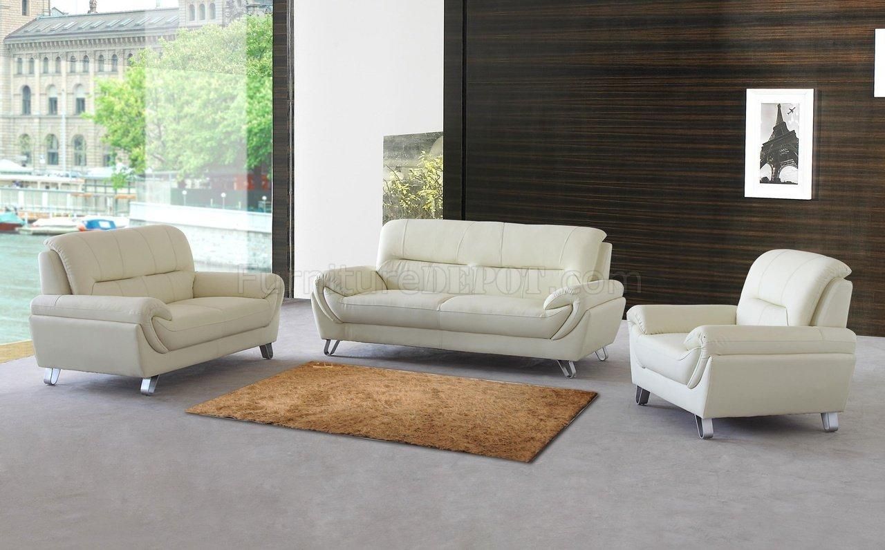 Almond Leather Modern Sofa, Loveseat & Chair Set W/options With Contemporary Sofas And Chairs (View 10 of 20)
