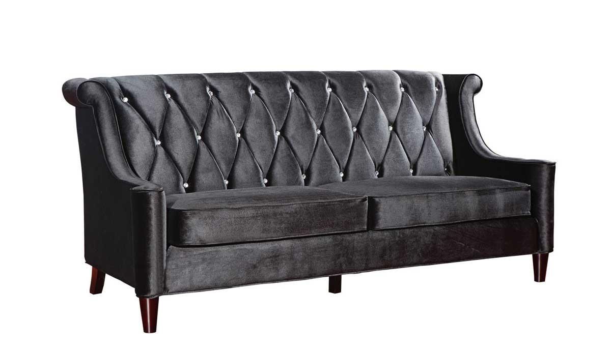 Armen Living Barrister Velvet Sofa – Black Al Lc8443Black At Intended For Barrister Velvet Sofas (View 3 of 20)
