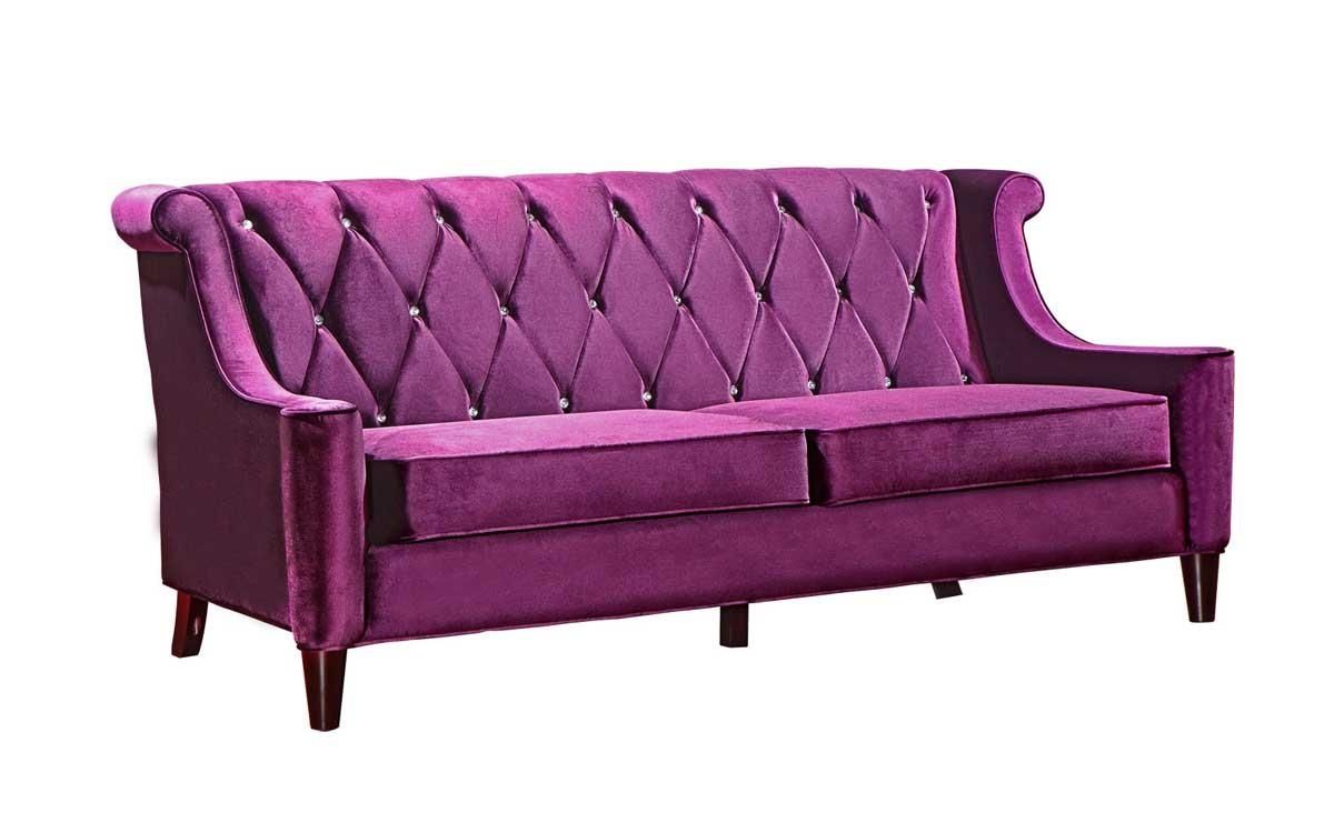 Armen Living Barrister Velvet Sofa Set – Purple Al Lc844Purple Throughout Barrister Velvet Sofas (View 1 of 20)