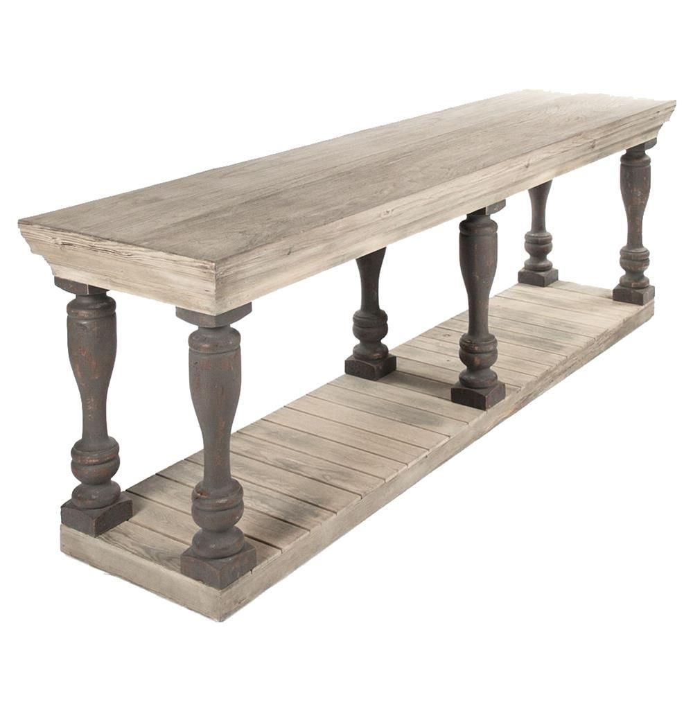 Bartow Masculine French Country Rustic Baluster Long Console Table Pertaining To Country Sofa Tables (View 11 of 20)