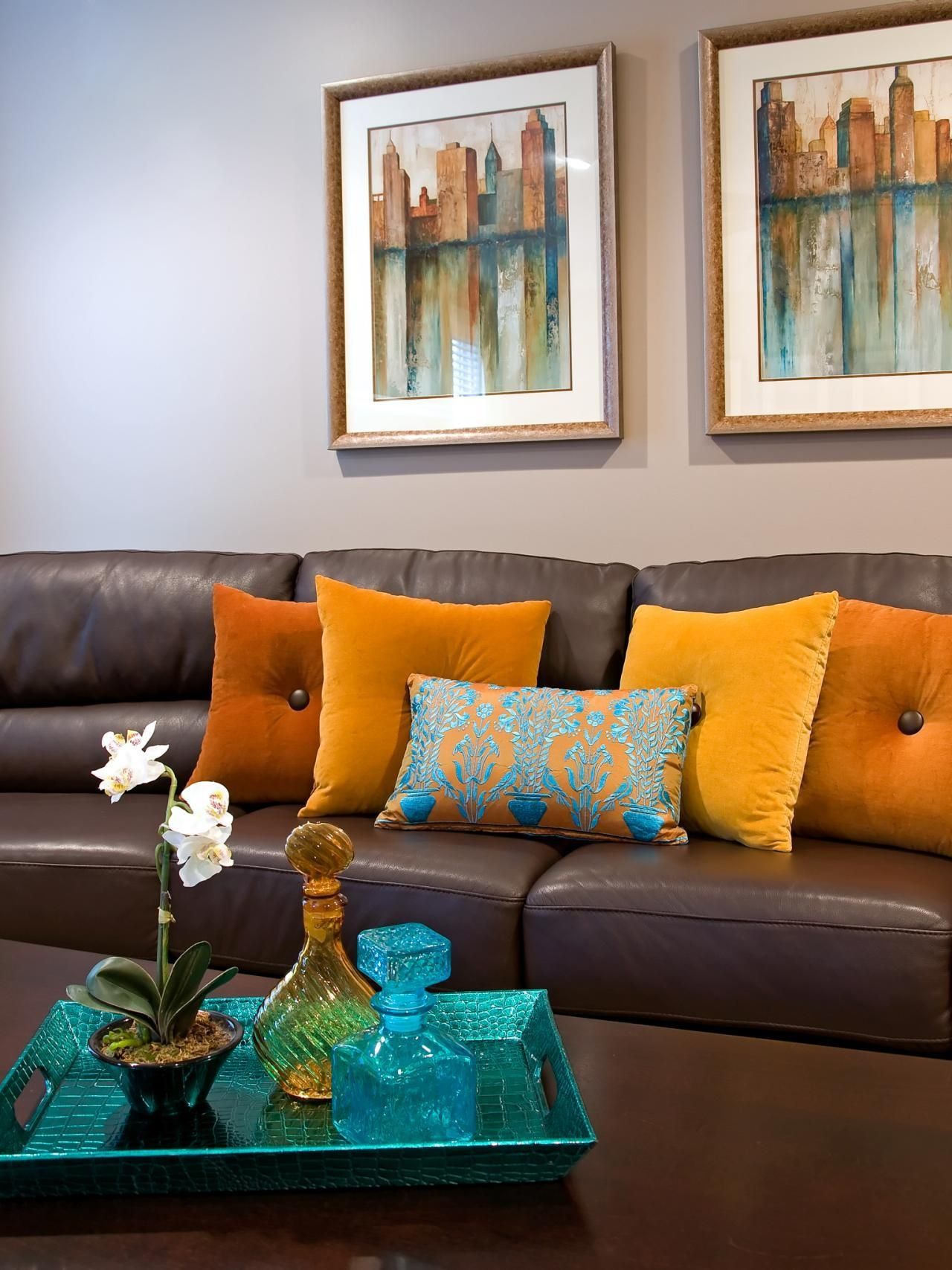 Bedroom: Snazzy Decorative Pillows For Couch Inspiring Your With Brown Sofa Decors (View 20 of 20)