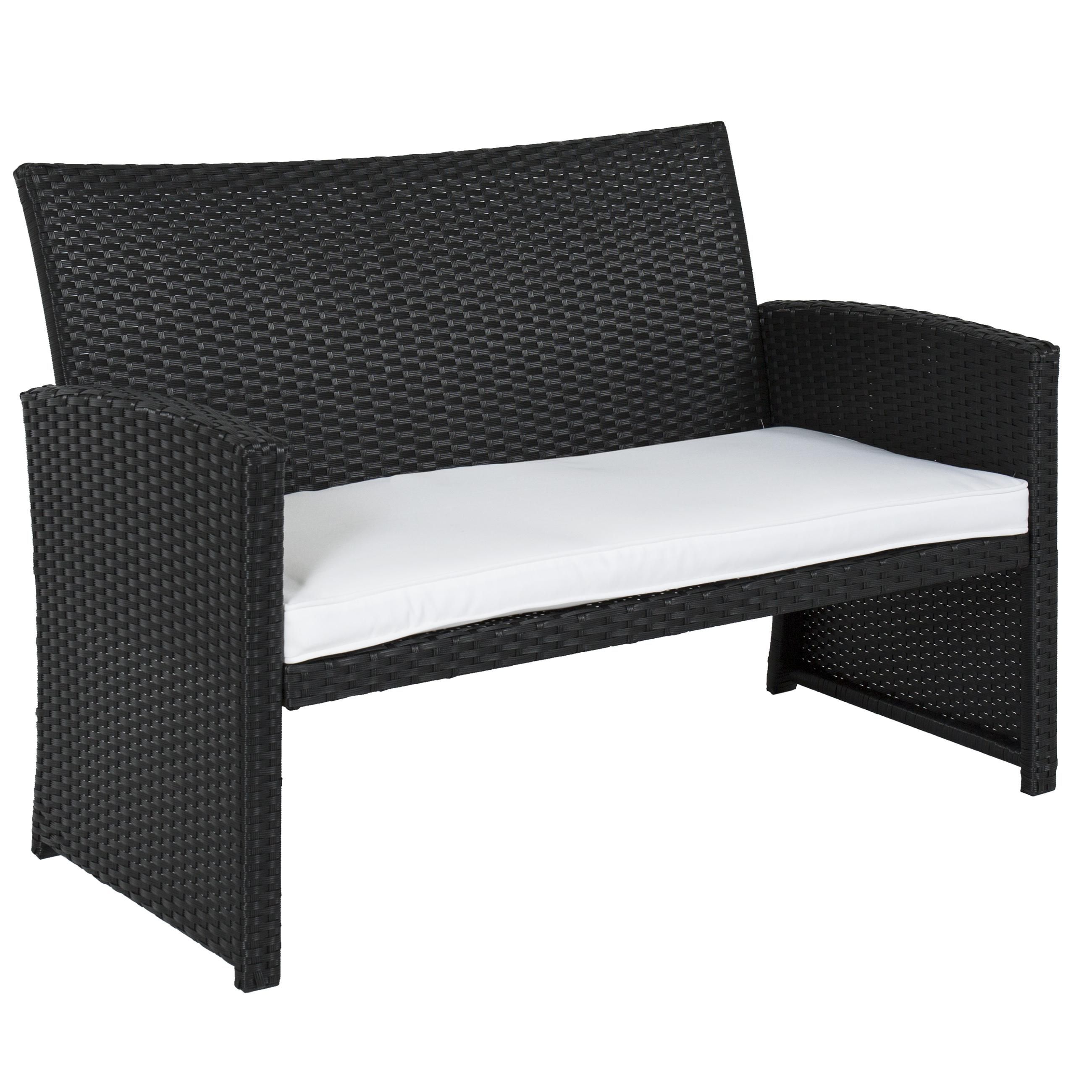 Best Choice Products Outdoor Garden Patio 4pc Cushioned Seat Black Pertaining To Black Wicker Sofas (View 15 of 20)