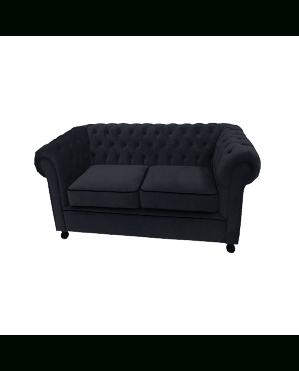 Black Velvet Chesterfield Style 2 Seater Sofa Hire Intended For Black 2 Seater Sofas (View 7 of 20)