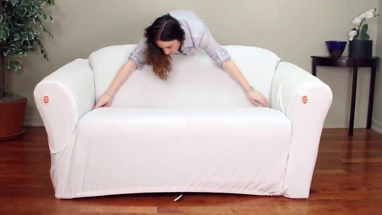 Cabersurefit – One Piece Stretch Slipcover – How To Video – Youtube Inside Stretch Slipcover Sofas (View 11 of 20)