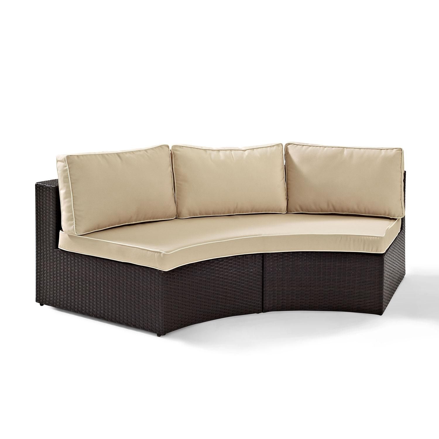 Catalina Outdoor Wicker Round Sectional Sofa With Sand Cushions Pertaining To Round Sectional Sofa (View 19 of 20)
