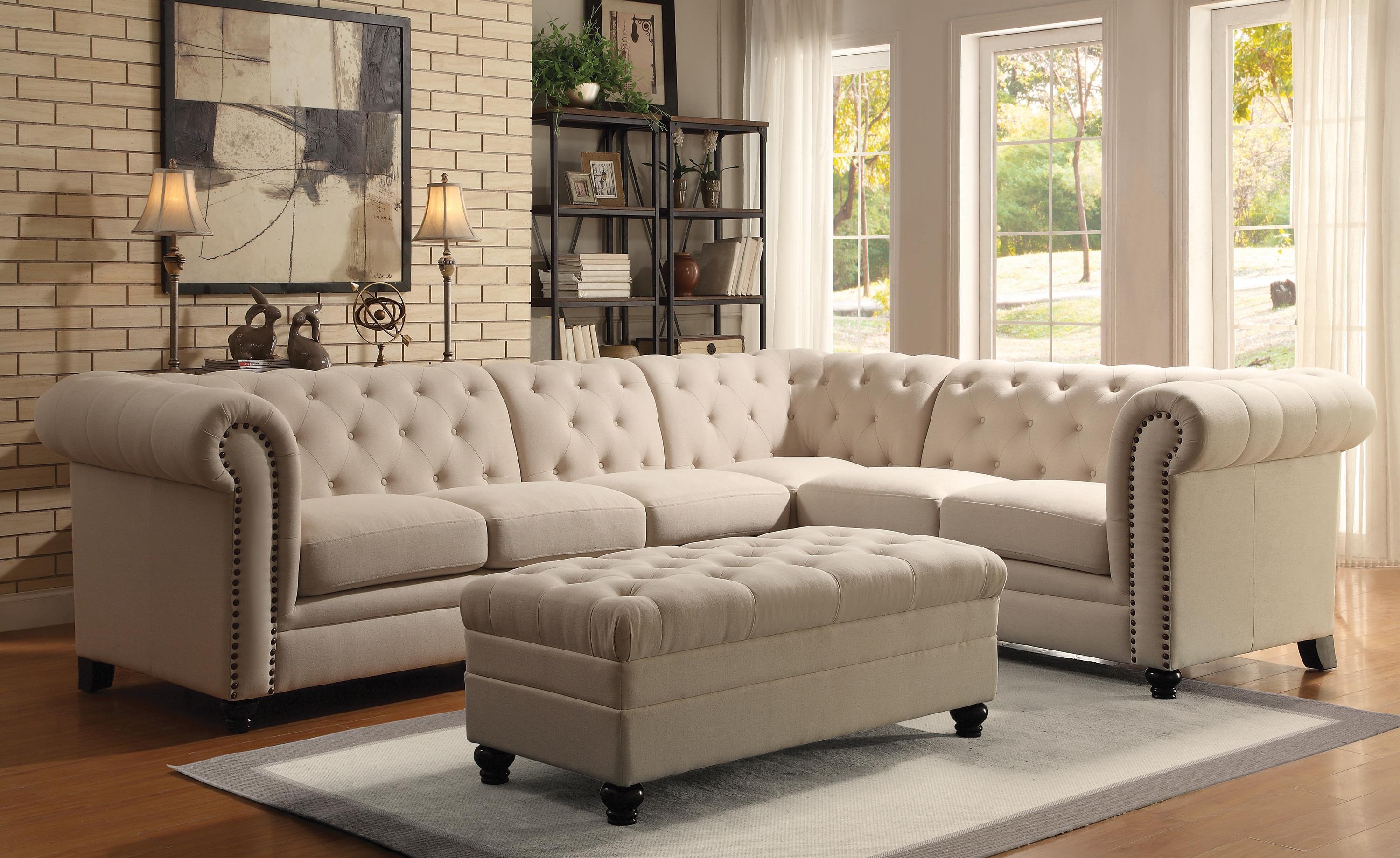 Coaster Roy Button Tufted Sectional Sofa With Armless Chair Inside Coasters Sofas (Photo 1 of 20)