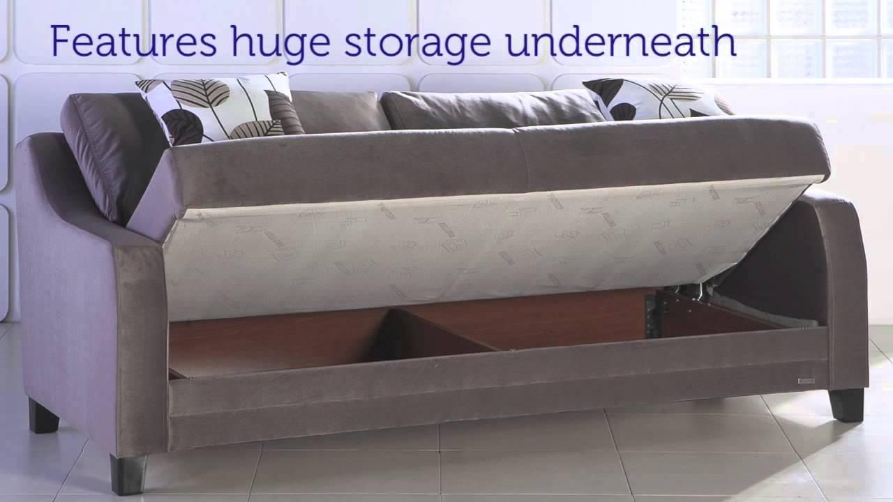 Denver Three Seat Sofa Sleeper With Storage In Light Brown – Youtube Intended For Denver Sleeper Sofas (View 12 of 20)