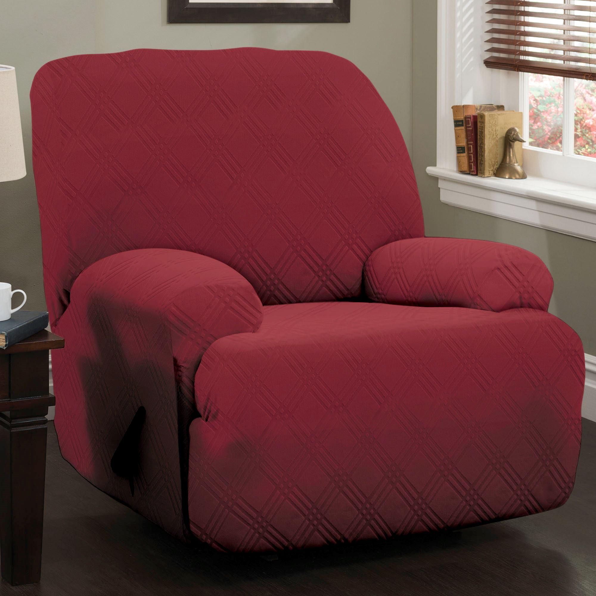 Double Diamond Stretch Jumbo Recliner Slipcovers Throughout Stretch Covers For Recliners (View 4 of 20)