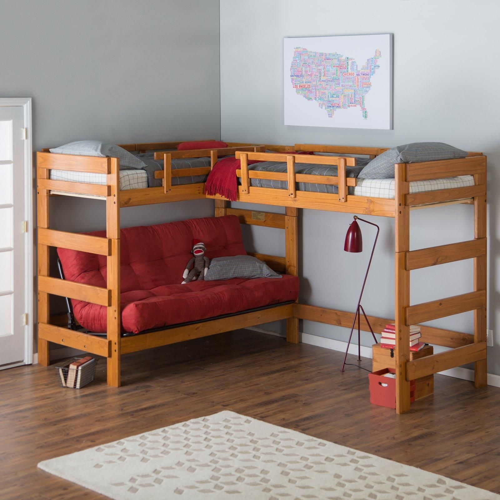 Duro Wesley Twin Over Futon Bunk Bed – Silver | Hayneedle Regarding Sofas Converts To Bunk Bed (View 18 of 20)