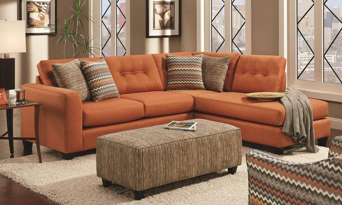 Fandango Flame Sectional Sofa | Haynes Furniture, Virginia's With Orange Sectional Sofa (View 7 of 20)